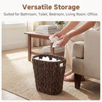 StorageWorks Wicker Trash Can, Wicker Waste Basket for Bathroom, Brown - Image 2
