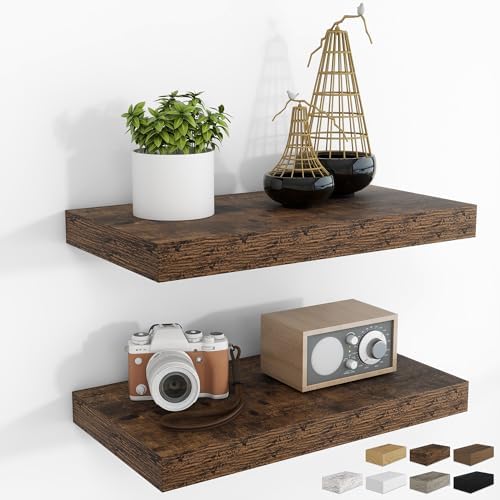 RICHFOCUS Bathroom Floating Shelves for Wall 2Pack|Rustic Brown|16" L by RICHFOCUS