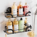 LEVERLOC 2 Pack Shower Caddy Suction Cup, Shower Shelves for Inside by LEVERLOC