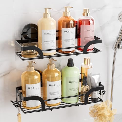 LEVERLOC 2 Pack Shower Caddy Suction Cup, Shower Shelves for Inside by LEVERLOC