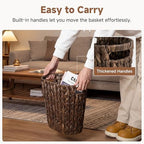 StorageWorks Wicker Trash Can, Wicker Waste Basket for Bathroom, Brown - Image 3