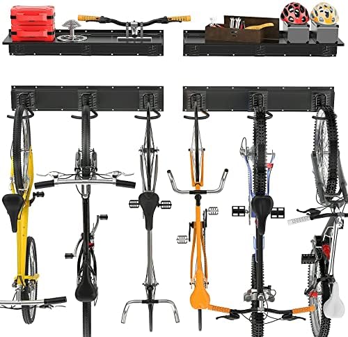 TORACK Wall Mounted Bike Storage Rack with Shelf, 6 Bikes Hangers - Image 7
