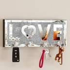SHYFOY Mirrored Key Holder for Wall Decorative Love Letter Sign Plaque Key Hanger for Decor, Glitter Key Rack Wall Hanger with 4 Crystal Hooks for Entryway Front Door Key Hanging by SHYFOYHomeDecoration