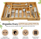 AB Home & Beauty Expandable Bamboo Drawer Organizer for Kitchen Utensils - Adjustable Silverware Organizer, Non-Slip Bamboo Cutlery Tray, Eco-Friendly Kitchen Drawer Storage - Image 2