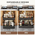 Seinloes 6 Pack Pull Out Cabinet Organizer 21"Deep with Raising Pad for Framed Cabinets,Expandable Slide Out Drawers with 4pcs Divider Racks,Roll Out Shelf Adhesive,Adjustable Width 12.05"-20.4"Black - Image 3