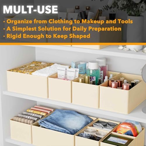 SpaceAid Drawer Organizer for Clothes, 18 Pack Dresser Drawer Organizer Bins, Closet Organizers and Storage Dividers for Clothing, Underwears, Socks (Beige) - Image 4