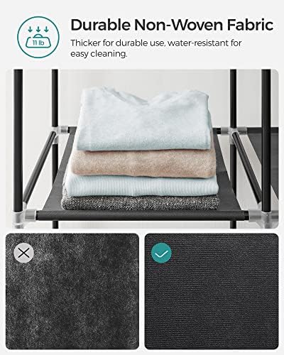SONGMICS Portable Closet with Cover, 3 Hanging Rods and Shelves - Image 3
