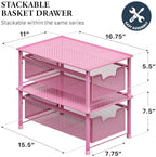 Simple Houseware Stackable Cabinet Basket Drawer Organizer, Pink - Image 2