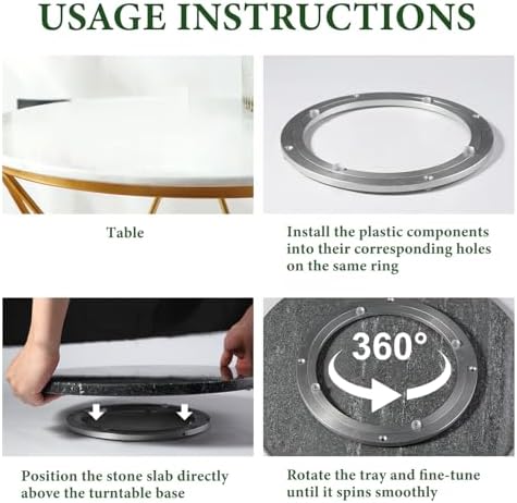 Koville 16'' Marble Lazy Susan for Kitchen, Black Marble Turntable for Dinning, Stone Lazy Susan Organizer for Cabinet, Serving Rotation Spinning Tabletop Organizer Swiveling - Image 4