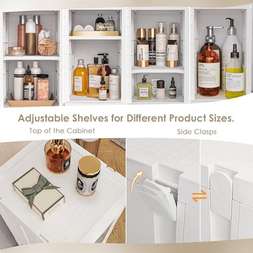 VECELO 4-Tier Narrow Storage Cabinet with Wheels, White - Image 5