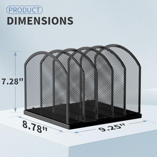2 Pack Gawerk 5-Section Vertical Desktop Organizer, 5-Section Mesh File Folder Stand Sorter for Office Home Classroom Organization, Black - Image 2