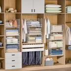 Yociyoga 4-Tier Stackable Closet Organizers and Storage Basket, Foldable Closet Shelf Organizer System, Space-Saving Clothes Storage Drawer Organizer for Wardrobe, White (Patent 30022416) - Image 5