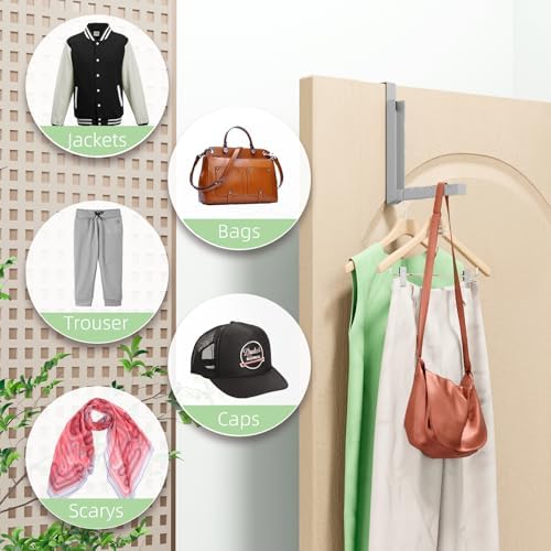 BAKON Over The Door Hanger Folding Clothes Drying Rack, Folding Hanging Coat Rack for Indoor Laundry Room Compact Small Space Foldable Portable Clothing Hanger Hook Collapsible-4 Pack (Gray) - Image 6
