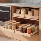 Menkxi 2 Set Wooden Pull out Cabinet Organizer Fully Assembled Slide out Pantry Drawer with Gentle Close Storage Shelf Tray for Base Kitchen Under Sink Bathroom Accessory(Wood Color,18'' X 21'' X 3'') - Image 6