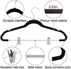 TIMMY 30 Pack Velvet Pants Hangers with Adjustable Clips, Black, Non-Slip - Image 2