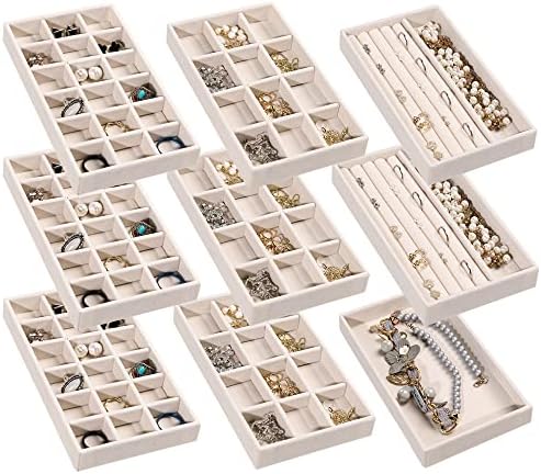 Frebeauty Jewelry Trays for Drawer,Set of 9 Jewelry Organizer and Storage by Frebeauty