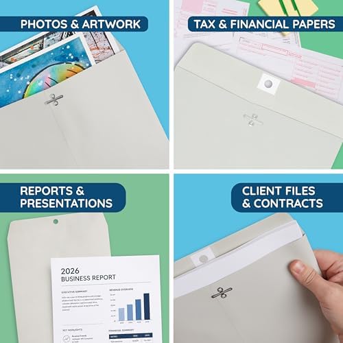 Blue Summit Supplies 100 9" x 12" Gray Kraft Clasp Envelopes, Gummed - Image 4