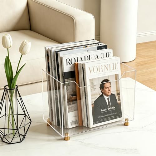Acrylic Magazine Holder, Crystal Clear Magazine Rack Floor for Home Office - Image 5