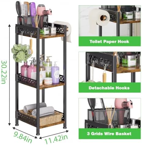 3 Tier Bathroom Organzier Storage Shelf Stand Toilet Paper Holder - Image 2
