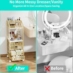 HapiRm Makeup Organizer Storage Cart - Floor Skincare Make Up Storage with 4 Drawers, Rolling Makeup Cart Vanity Organizer Cosmetics Display Cases Holder for Skin Care Perfume Nail Polish, Gold - Image 2