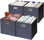 Posprica Storage Cubes,11×11 Foldable Storage Bins,Thick and Heavy duty Fabric Baskets - 4pcs,Blue by Posprica