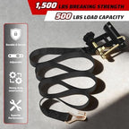 Black Rack Straps with J-Hook (4PK),1.5" x7.5' Ladder Rack Ratchet Straps, 2" Round Tube Mount, Perfect Ladder Rack Tie-Downs for Trailer Cargo Control - Image 6