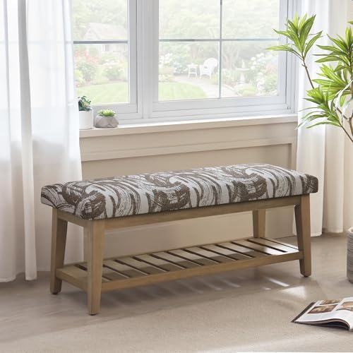 Entryway Shoe Bench, End of Bed Bench,Upholstered Bench (Textured Brown) - Image 3