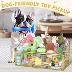Kaiferty Indestructible Dog Toy basket, Medium Toy Box for Dogs,Pet Toy Bin Dog Metal Basket for Toys, Toy Storage Organizer, Toy Box for Living Room Area (Gold) - Image 3