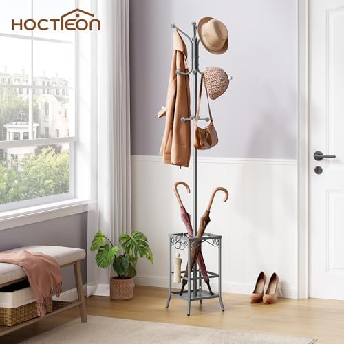 Hoctieon Coat Rack Freestanding, Coat Tree with Umbrella Holder - Image 2