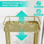 HapiRm Standing Corner Shower Caddy - 3 Tier Corner Shower Organizer with Soap Holder, Rustproof Stainless Steel Bathroom Shelf with 4 Hooks, Gold - Image 3