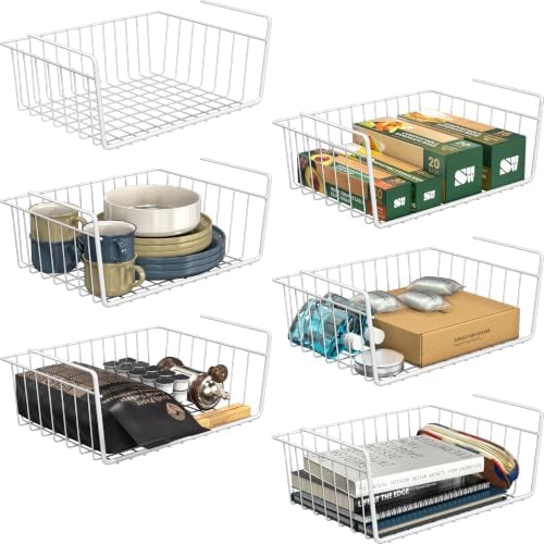 Simple Houseware 6PK Under Shelf Basket, White by SimpleHouseware