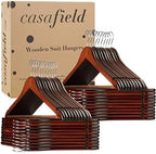 Casafield - 40 Walnut Wooden Suit Hangers - Premium Lotus Wood with Notches & Chrome Swivel Hook for Dress Clothes, Coats, Jackets, Pants, Shirts, Skirts - Image 6