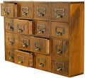 Card Catalog Desk Drawer Organizer - Wooden Storage Box with 16 Drawers - Home Office Desk Organizer Curio Cabinet - Rustic Drawers Dressers for Countertop- Apothecary Cabinet Tea Coffee Pod Storage by PrimoSupply