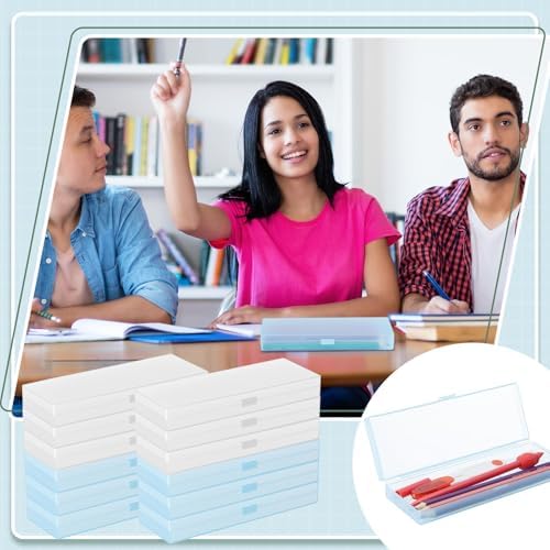 Fainne 24 Plastic Pencil Case Bulk, Single Layer, White, Blue, S - Image 5
