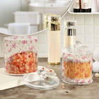 Pink Bow Cute Qtip Holder Waterproof Dustproof Apothecary Jars with Lids For Bathroom Cotton Swabs Makeup Sponges Floss Picks Bath Salts 2 Pack - Image 4