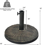 Tangkula 27 lbs Round Resin Patio Umbrella Base, Heavy-Duty Outdoor Umbrella Stand W/Adjustable Knob, All-Weather Resistance, Rattan Design, Suitable for Poolside, Yard, Street, Easy Assembly - Image 6
