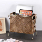 BTSKY Magazine Basket, Mail Basket for Counter, Woven Storage Bin with Metal Rack & Handle for Files, Books, Newspapers, Desktop Organizer for Office, Living Room, Dorm, Bathroom, 12"x5.7"x8.7" - Image 2
