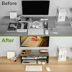 TEAMIX 20 inch Monitor Riser Stand - 2 Tiers, Wood Rustic Desktop Bookshelf - Image 7