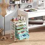 Giantex 5 Drawers Rolling Cart with Wheels, Wood Top, Sturdy Frame - Image 5
