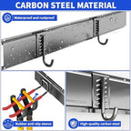 Garage Tool Organizer Wall Mount, 48 Inch Heavy Duty Garden Tool Organizer Storage System, Easy Install with 9 Adjustable Hooks, for Garage, Basement, Shed, Workshop, Black, Steel - Image 5