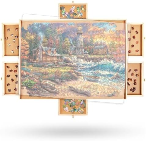 2000 Piece Wooden Jigsaw Puzzle Board 41.5" x 30" with 6 Drawers Rotating by BeyondInnoventions
