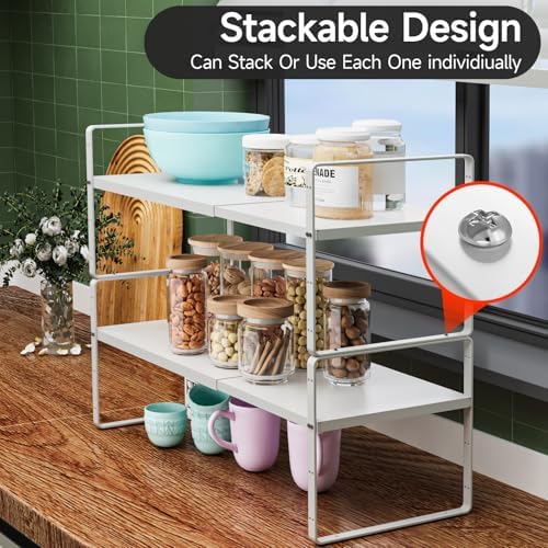 Expandable Cabinet Shelf Organizer, 16.5"~27''L, White - Image 4