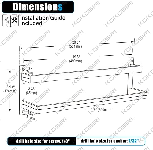 KOKOSIRI Towel Bars Black Bath Towel Holders 20 Inches Bathroom 2-Tiers Ladder Towel Rails Wall Mounted Towels Shelves Rack Stainless Steel, B5008BK-L20 - Image 2