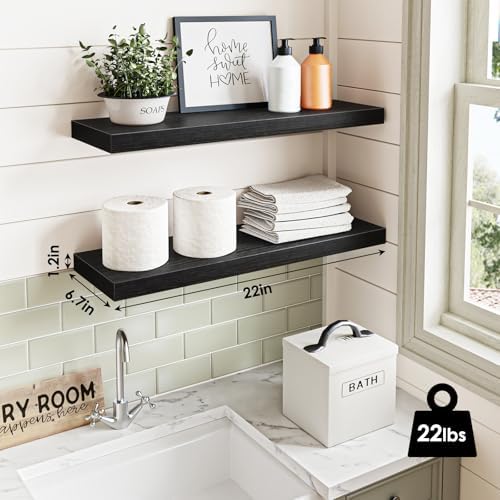 Fixwal Floating Wall Shelves for Decor (Black, Set of 2, 22Inch) - Image 3