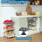 OKZEST 3-Tier Rolling Pantry Floor Organizers and Storage Cart with Wheels - Image 4