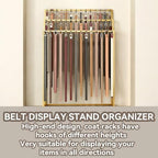 Floor Mounted Belt Hanger, Stepped Belt Display Rack with Hanging Rods and Hooks, 21 Hooks, Lengthened and Bolded, Capacity for Ties, Scarves, Accessories(White) - Image 5