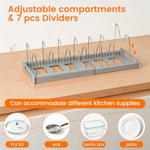 2 Pack Kitchen Pot and Pan Organizer Under Cabinet Expandable Rack Storage - Image 3