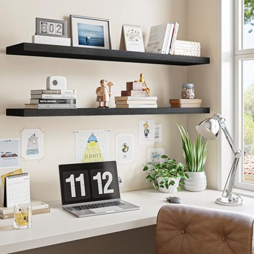 Fixwal Floating Wall Shelves for Decor (Black, Set of 2, 47.2Inch) - Image 6