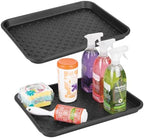 iDesign Plastic Under Sink Mat Tray for Kitchen Cabinet, Bathroom, Entryways, Office, Mudroom, College Dorm, (Set of 2), 17" X 13" X 2", Black by iDesign