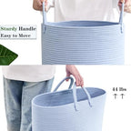 80L Large Blue Hamper Tall Woven Laundry Basket - Image 5